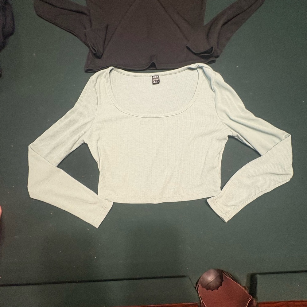 SHEIN White Fitted Crop Long Sleeve Blouse